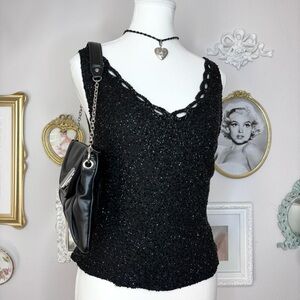 J Kara Black beaded formal Tank Top